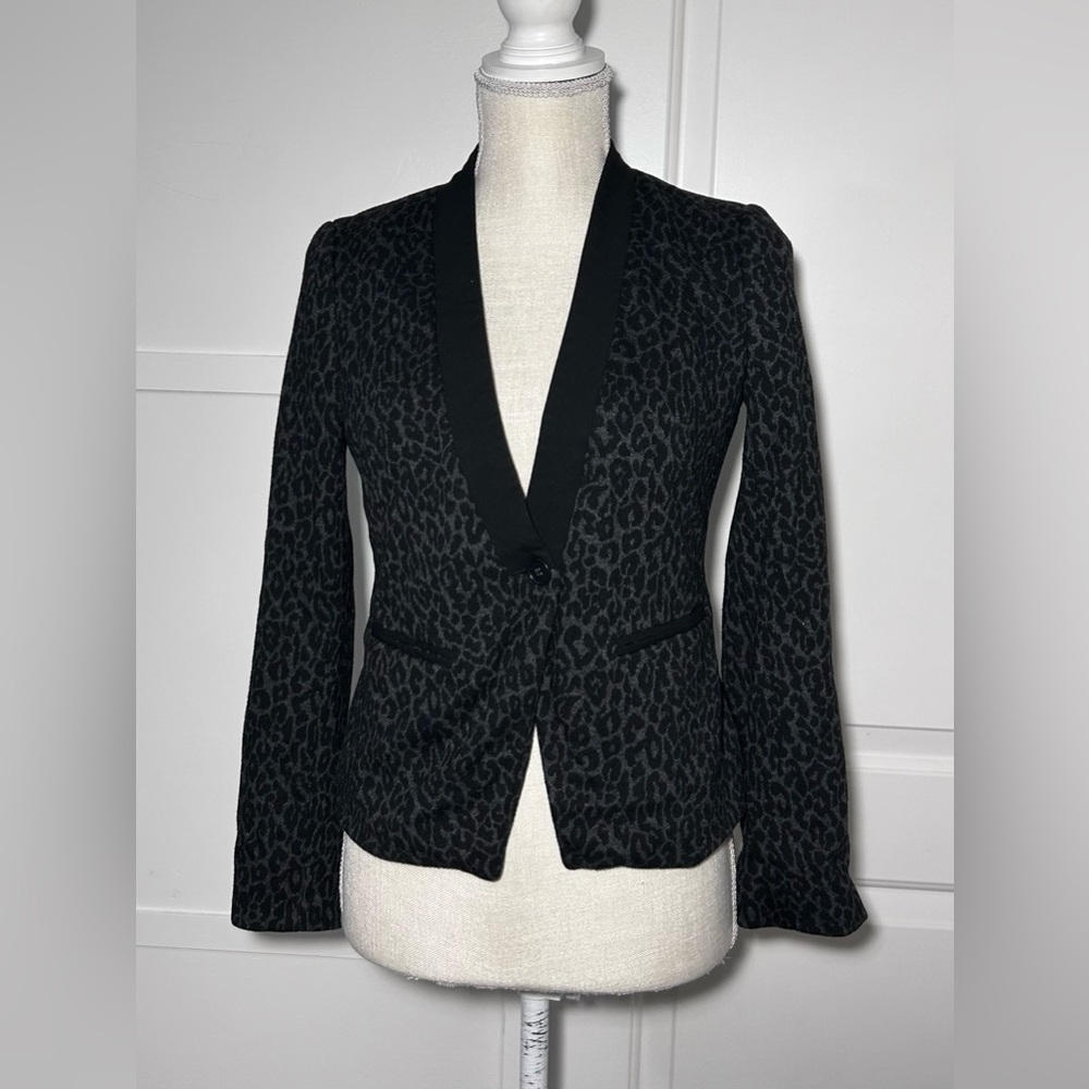 LOFT Black Animal Print Blazer